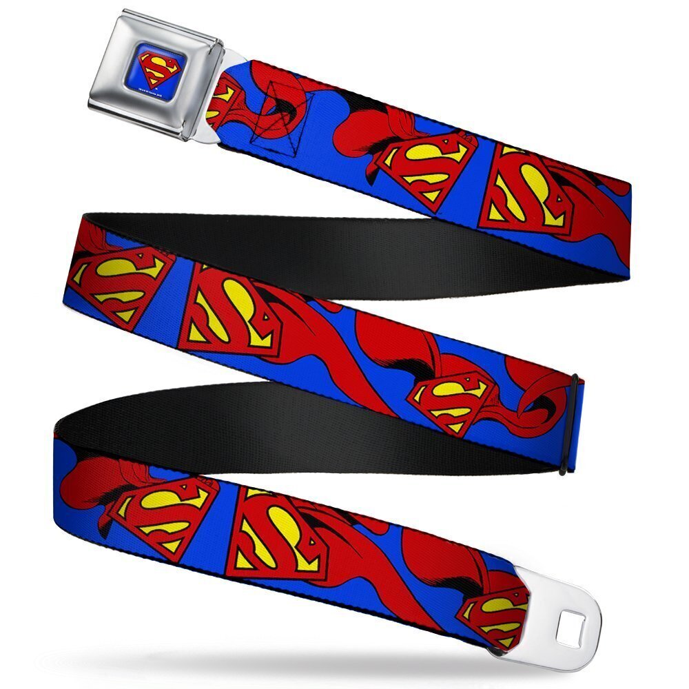 2435 Seatbelt Belt - Superman Shield w/Cape - 1.0" Wide - 20-36 Inches in